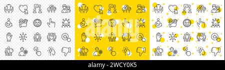 Outline Like, Share and Face biometrics line icons. For web app. Vector Stock Vector