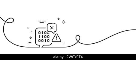 Binary code line icon. Ransomware threat sign. Continuous line with curl. Vector Stock Vector