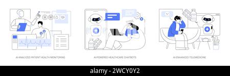 AI technology in Healthcare abstract concept vector illustrations. Stock Vector