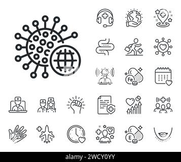 Coronavirus pandemic line icon. Covid-19 global virus sign. Online doctor, patient and medicine. Vector Stock Vector