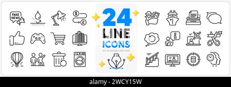 Icons set of Market sale, Online video and Calculator target line icons. For web app. Vector Stock Vector