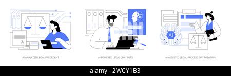 AI in jurisprudence abstract concept vector illustrations. Stock Vector