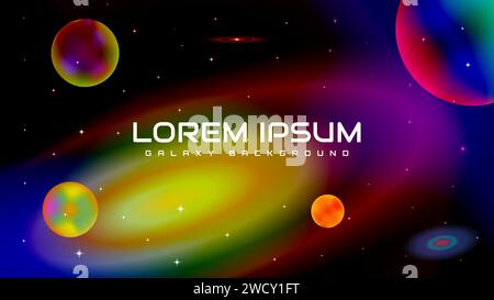 Retro Starry Planetary Landscape With Galaxy Background. Outer Space Vector Illustration Stock Vector
