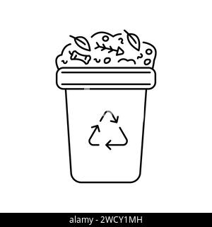 Compost barrel color line icon. Composting. Vector isolated element. Editable stroke. Stock Vector