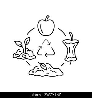 Compost cycle color line icon. Composting. Vector isolated element. Editable stroke. Stock Vector