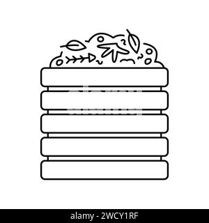 Compost box color line icon. Composting. Vector isolated element. Editable stroke. Stock Vector