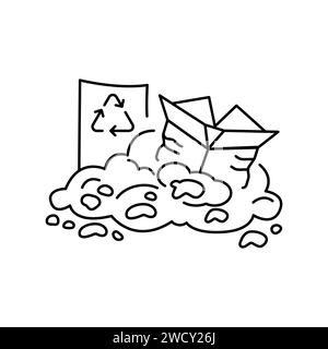 Paper compost color line icon. Composting. Vector isolated element. Editable stroke. Stock Vector