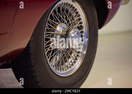 Kvarndrup, Denmark, 13th of January, 2024: Wheel of Yagur E-type Stock Photo