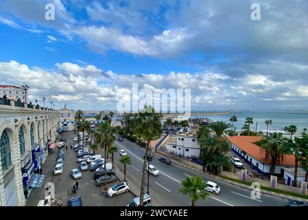 Algiers cityscape, French colonial side of the city of Algiers Algeria.Modern city has many old French type buildings Stock Photo