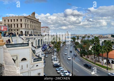 Algiers cityscape, French colonial side of the city of Algiers Algeria.Modern city has many old French type buildings Stock Photo