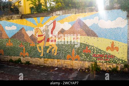 Joan of Arc mosaic on the wall of French Cultural Center  Izmir Turkey Stock Photo