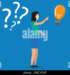 Entrepreneur finding the answer to a problem in business, a person having a lightbulb moment or solving a problem concept. Stock Vector