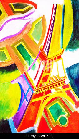 Robert Delaunay's Eiffel Tower  painting. Original public domain image from the Saint Louis Art Museum. Stock Photo