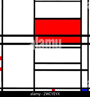 Composition No. 4 with red and blue painting in high resolution by Piet Mondrian. Original from the Saint Louis Art Museum. Stock Photo