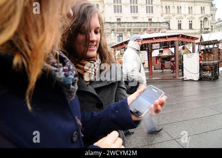 internet via wifi or wireless lan network connection on a smartphone wifi or wireless lan network connection Stock Photo
