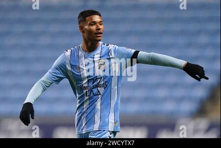 Coventry City's Kai Andrews during the FA Youth Cup fourth round match at Coventry Building Society Arena, Coventry. Picture date: Wednesday January 17, 2024. Stock Photo