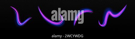 Blue Neon glow Art Streak Speed. Purple blue neon speed lines Stock Vector