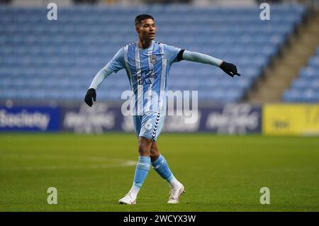 Coventry City's Kai Andrews during the FA Youth Cup fourth round match at Coventry Building Society Arena, Coventry. Picture date: Wednesday January 17, 2024. Stock Photo