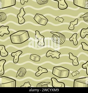 Butter Seamless Pattern in Cartoon Style. Perfect For Background, Backdrop, Wallpaper and Cover Packaging. Vector Illustration. Stock Vector