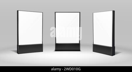 Vector realistic vector illustration. Light stand for advertisement. Street billboar for ad. Stock Vector