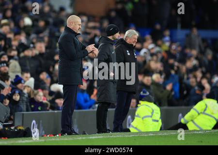 Liverpool, UK. 17th Jan, 2024. Everton Manager Sean Dyche checks his watch during the Everton FC v Crystal Palace FC Emirates FA Cup 3rd Round Replay at Goodison Park, Liverpool, England, United Kingdom on 17 January 2024 Credit: Every Second Media/Alamy Live News Stock Photo