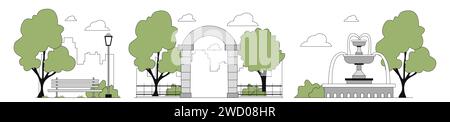 City park vector set linear Stock Vector