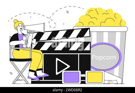 Film director vector linear concept Stock Vector