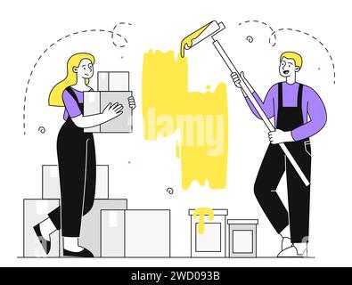 Home master team vector linear Stock Vector