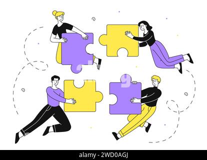 Teamwork vector linear concept Stock Vector