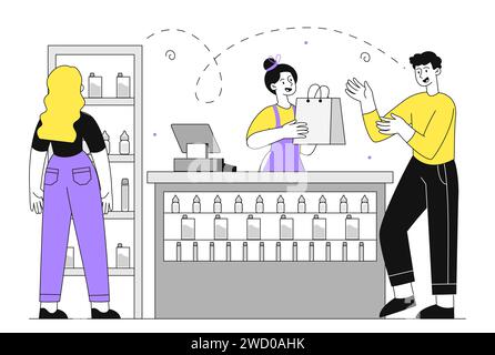 Vape shop vector linear concept Stock Vector