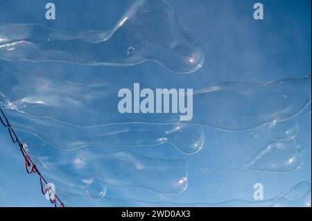 Closeup of soap bubbles in making Stock Photo