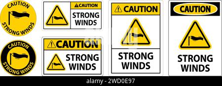 Water Safety Sign Caution - Strong Winds Stock Vector