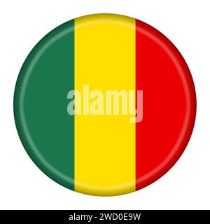 Mali flag button 3d illustration with clipping path Stock Photo