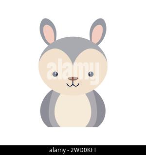 Cute rabbit animal sticker. Cute animal face cartoon vector illustration Stock Vector