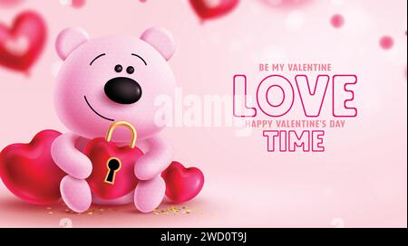 Teddy Bear Heart Balloons Valentines Day Coloring Stock Vector Image ...