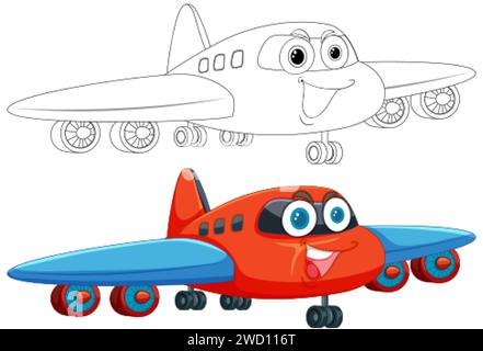 Two cheerful cartoon airplanes with big eyes Stock Vector