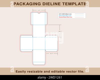 Gift Box, Dieline Template, Editable Vector File. Stock Vector