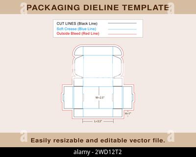 Mailer Box, Gift Box, Storage Box Dieline Template, Vector File Stock Vector