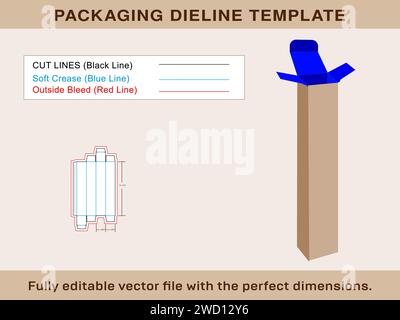 Pen Box Dieline Template, Vector File and 3d box, Vector File Stock Vector