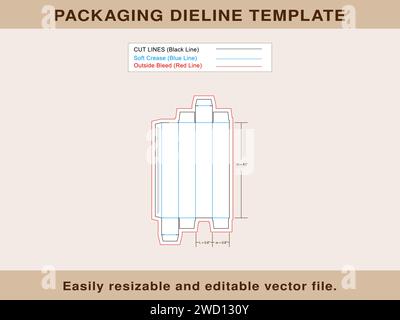 Pen Box Dieline Template, Vector File Stock Vector