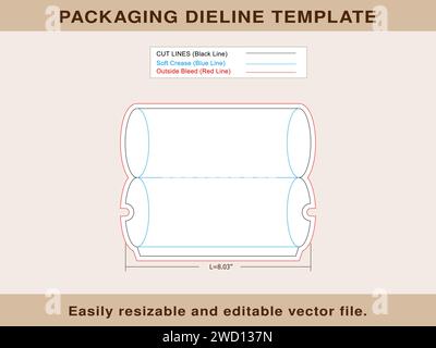 Pillow Box, Party Favor Box, Wedding Favor Box, Dieline Template, Vector File Stock Vector