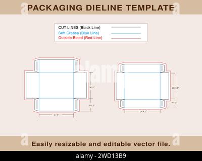 Shoe Box, Rectangle Box, Packaging box, Dieline Template, Editable Vector File, Stock Vector