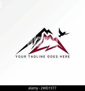 Logo design graphic concept creative premium abstract icon sign vector stock mountain line art with eagle bird. Related to landscape adventure forest Stock Vector