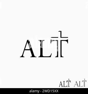 Logo design graphic concept creative premium vector stock initial letter Alt cross church  cutting off negative space. Related to religion christian Stock Vector
