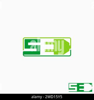 Logo design graphic concept creative premium abstract vector stock letter initial SE font with stecker plug. Related to monogram typography electrical Stock Vector