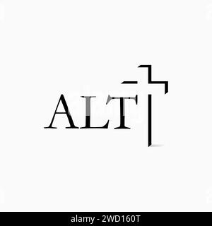Logo design graphic concept creative premium vector stock initial letter Alt cross church  cutting negative space shadow Related to religion christian Stock Vector