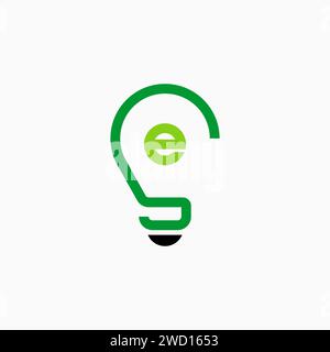 Logo design graphic concept creative premium icon sign vector stock initial letter SE font line like light bulb. Related smart energy education brain Stock Vector