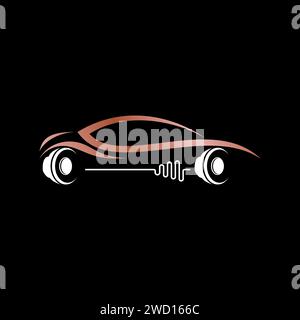 Logo design graphic concept creative premium abstract icon sign stock vector line art sport car side sound system. Related automotive music fast tech Stock Vector