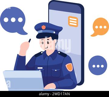 police for cyber crime in flat style isolated on background Stock Vector