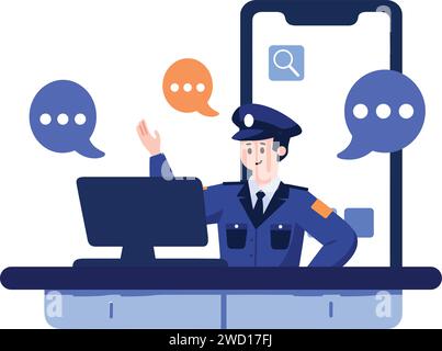 police for cyber crime in flat style isolated on background Stock Vector